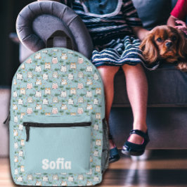 Mochila Impresa Patrón de gatito de kawaii lindo nombre azul azula