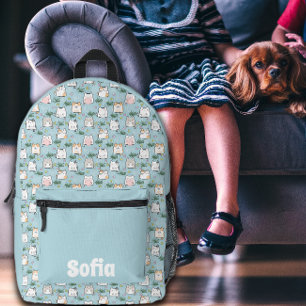 Mochila Impresa Patrón de gatito de kawaii lindo nombre azul azula