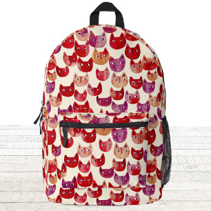 Mochila Impresa Patrón de gato de color de agua divertida