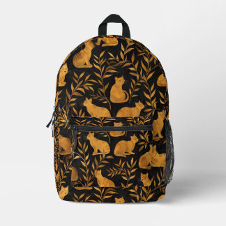 Mochila Impresa Patrón de gato dorado