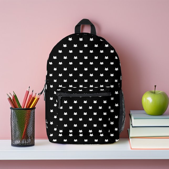 Mochila Impresa Patrón de gatos blancos y negros personalizado (Subido por el creador)