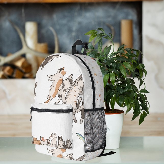 Mochila Impresa Patrón de gatos de Personalizado corto | Monograma (Subido por el creador)