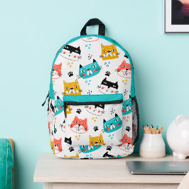 Mochila Impresa Patrón de gatos divertidos