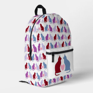 Mochila Impresa Patrón de gatos y corazones