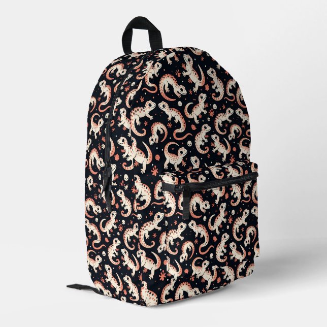Mochila Impresa Patrón de gecko lúdico (Esquina izquierda trasera)