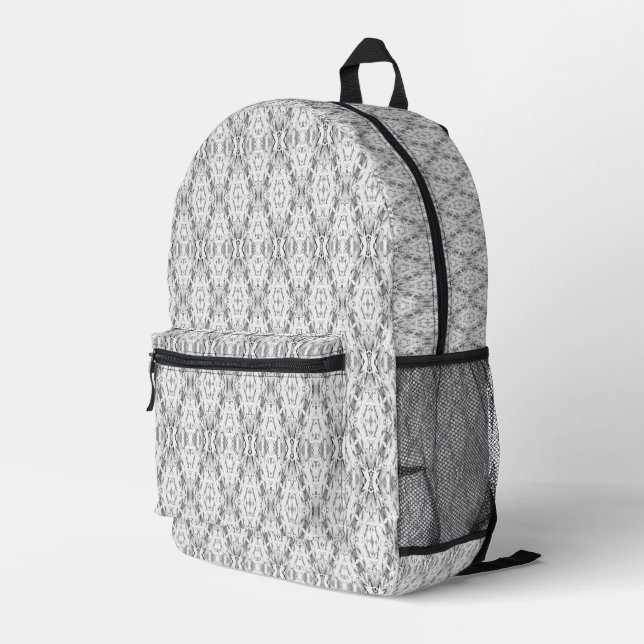 Mochila Impresa Patrón de geometría abstracta gris claro (Esquina derecha trasera )