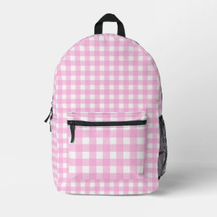Mochila Impresa Patrón de Gingham rosa Pastel
