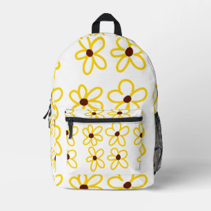 Mochila Impresa Patrón de girasol amarillo marrón flor floral boho