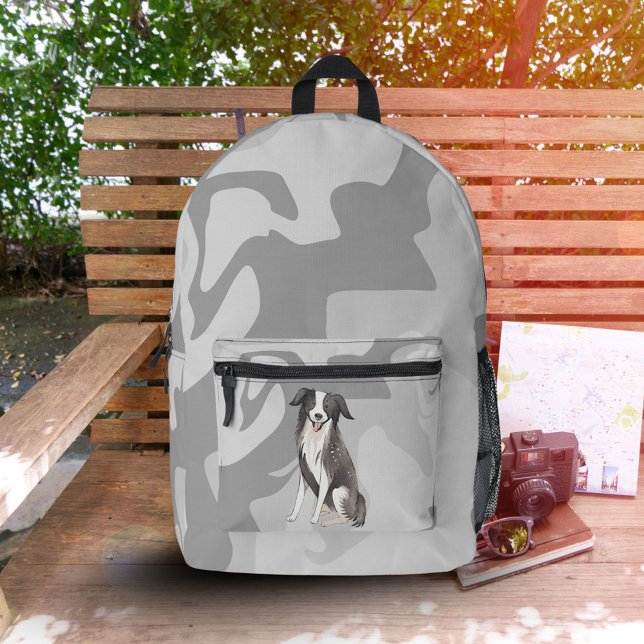 Mochila Impresa Patrón De Giro Gris De Collie De Borde (Subido por el creador)