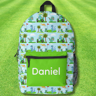 Mochila Impresa  Patrón de golf para niños con dinosaurios adorabl
