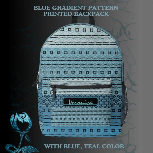 Mochila Impresa Patrón de gradiente azul   (Blue gradient pattern backpack)