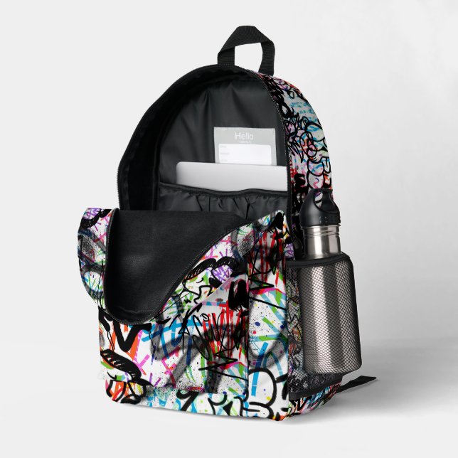 Mochila Impresa Patrón de graffiti (Esquina trasera derecha (abierta))