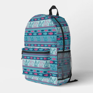 Mochila Impresa Patrón De Gran Diversión De Pescado Y Barco De Nav