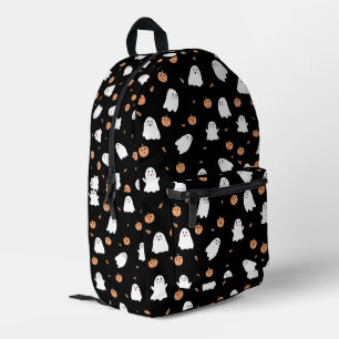 Mochila Impresa Patrón de Halloween negro con ghost y calabaza