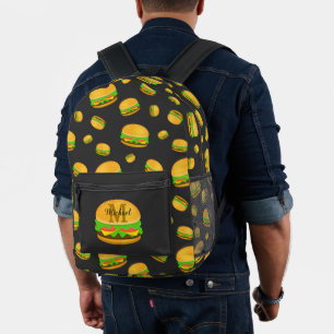 Mochila Impresa Patrón de hamburguesa divertida y genial personali