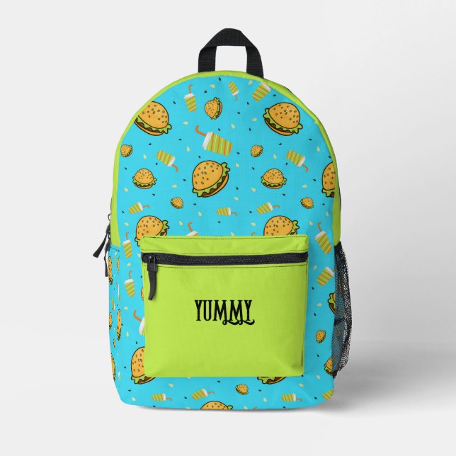 Mochila Impresa Patrón de hamburguesas (Anverso)