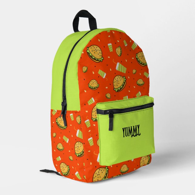 Mochila Impresa Patrón de hamburguesas (Esquina izquierda trasera)