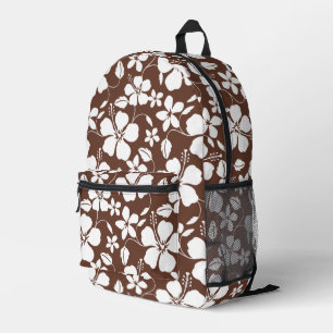 MOCHILA IMPRESA PATRÓN DE HAWAÍ AZUL EN MARRÓN