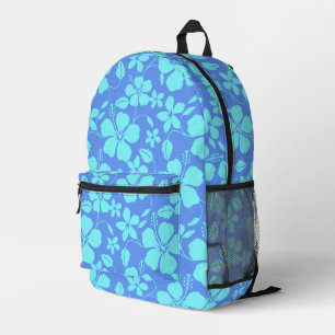 MOCHILA IMPRESA PATRÓN DE HAWAÍ AZUL EN PERIWINCLA/VERDE AZULADO