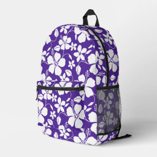MOCHILA IMPRESA PATRÓN DE HAWAÍ AZUL EN PURPURA