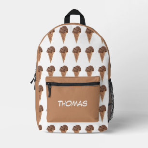 Mochila Impresa Patrón de helado de chocolate acuarela