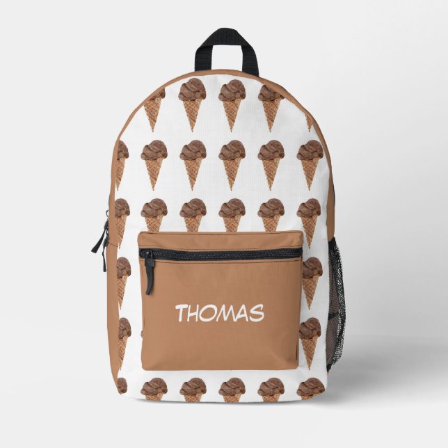 Mochila Impresa Patrón de helado de chocolate acuarela (Anverso)