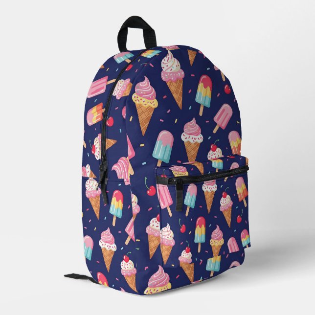 Mochila Impresa Patrón de helado, paletas y cerezas (Esquina izquierda trasera)