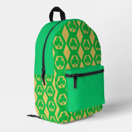 Mochila Impresa Patrón de Hexágono Amarillo Verde de Trébol