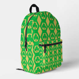 Mochila Impresa Patrón de hexágono amarillo verde trébol