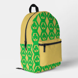 Mochila Impresa Patrón de hexágono amarillo verde trébol