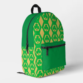 Mochila Impresa Patrón de hexágono amarillo verde trébol