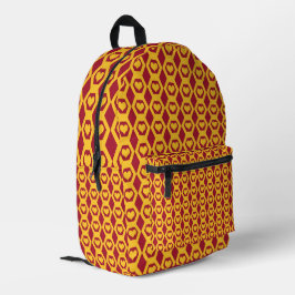 Mochila Impresa Patrón de Hexágono de Oro Granate Corazones