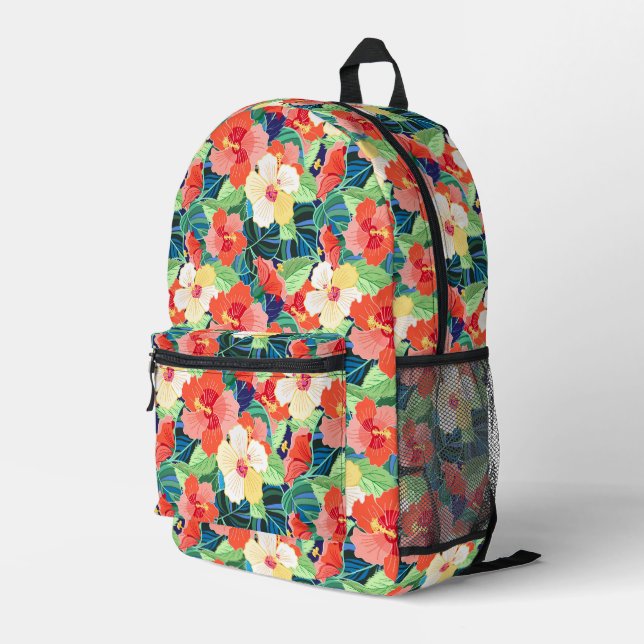 Mochila Impresa Patrón de Hibiscus colorido (Esquina derecha trasera )