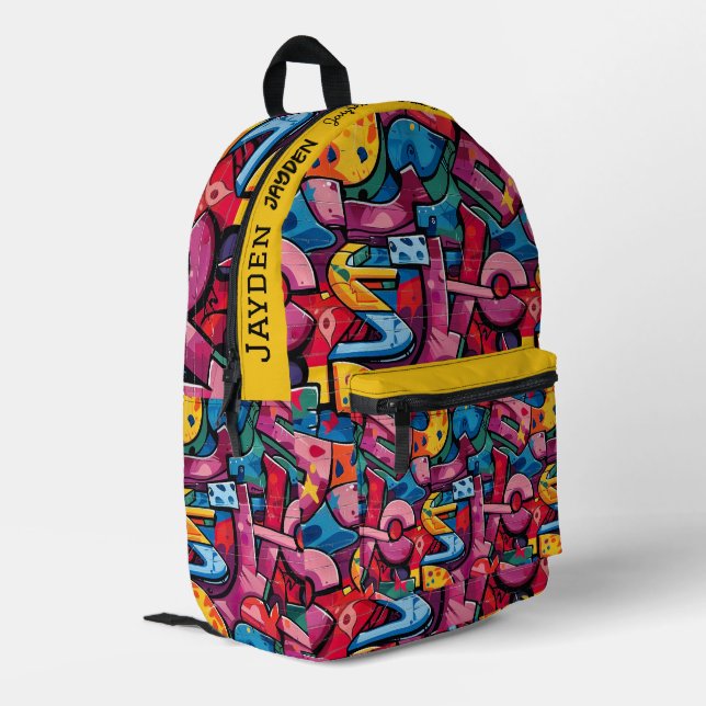 Mochila Impresa Patrón de hip hop de graffiti (Esquina izquierda trasera)