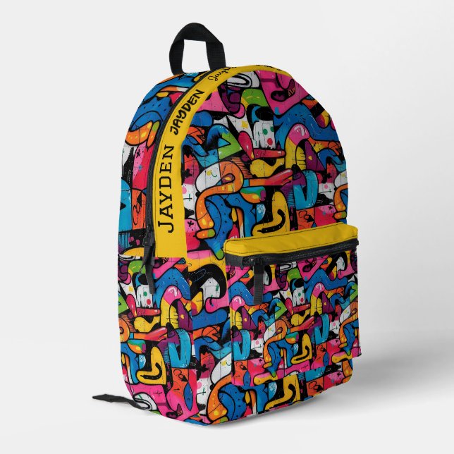 Mochila Impresa Patrón de hip hop de graffiti (Esquina izquierda trasera)