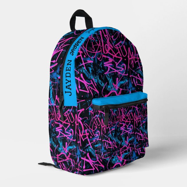 Mochila Impresa Patrón de hip hop de graffiti (Esquina izquierda trasera)