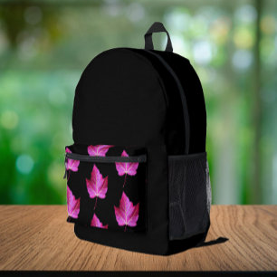 Mochila Impresa Patrón de hoja de arce de otoño rojo sobre fondo n