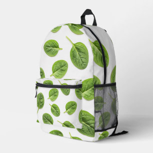 Mochila Impresa Patrón de hoja de espinaca orgánica sin soldadura