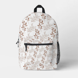 Mochila Impresa Patrón de hoja vintage de color rojo marrón