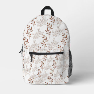 Mochila Impresa Patrón de hoja vintage de color rojo marrón