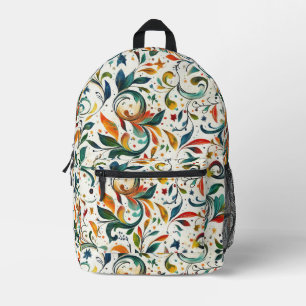 Mochila Impresa Patrón de hojas de paisley coloridas de inspiració