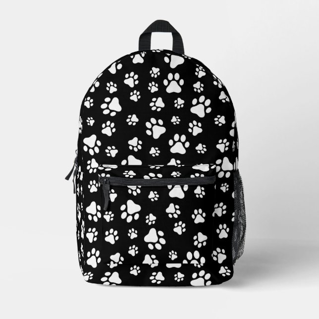 Mochila Impresa Patrón de hojas, pinturas, negro y blanco (Anverso)