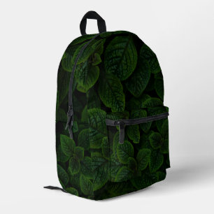 Mochila Impresa Patrón de hojas texturizadas en verde esmeralda os