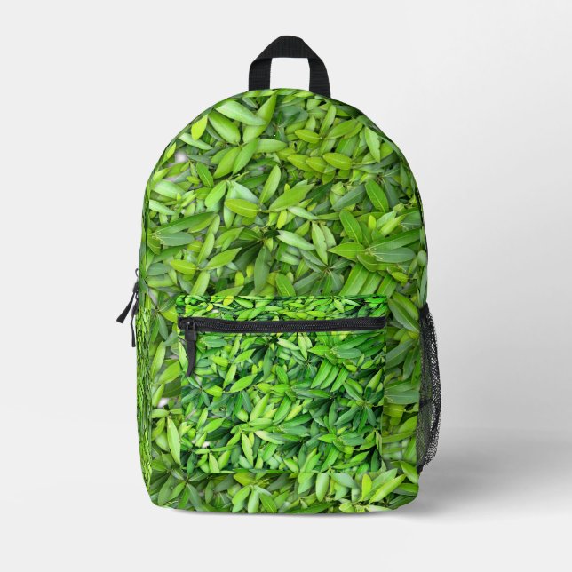 Mochila Impresa Patrón de hojas verdes frondosas - Naturaleza Botá (Anverso)