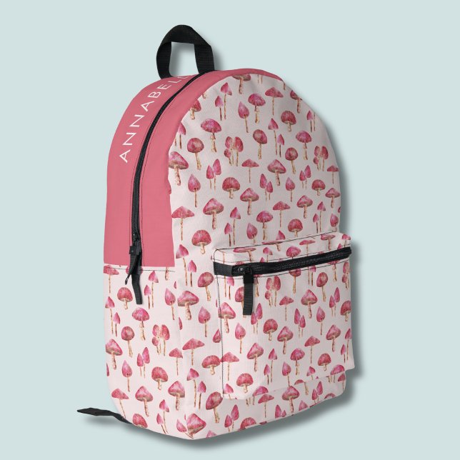 Mochila Impresa Patrón de hongo rosa (pink mushroom pattern backpack)