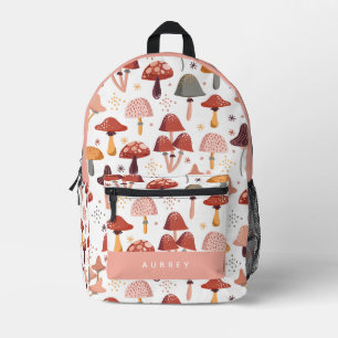 Mochila Impresa Patrón de hongo rosa y rojo