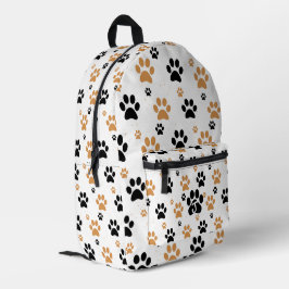 Mochila Impresa Patrón de Huella de Pata Naranja y Negro
