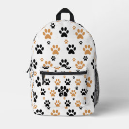Mochila Impresa Patrón de Huella de Pata Naranja y Negro