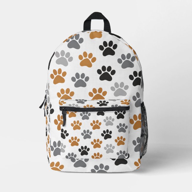 Mochila Impresa Patrón de Huella de Perro Neutral (Anverso)