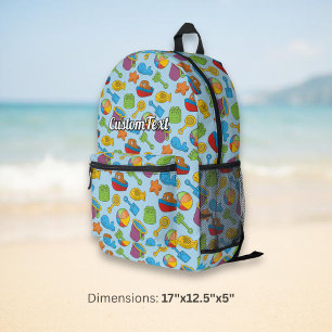 Mochila Impresa Patrón de iconos de juguetes de playa